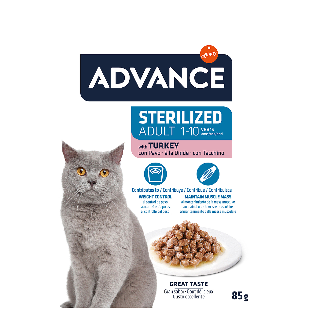 ADVANCE BOCADITOS EN SALSA PARA GATOS ESTERILIZADOS - CON PAVO 85 grs